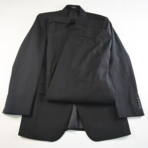 Vtg Albert Nipon 36R‎ 36x30 Black 100% Wool Mens Jacket Pants Suit